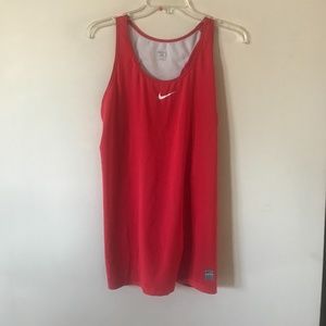 NIKE Pro Red Athletic T-Shirt w/White Mesh Panel Back Insert. Large.